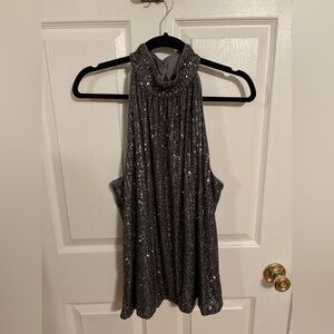 Halogen Silver Sequin HalterTop